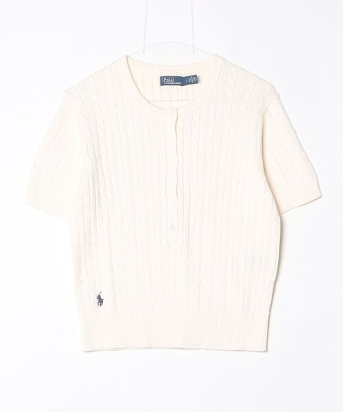 POLO RALPH LAUREN(ポロ ラルフ ローレン)の「ミニケーブル ショートスリーブ ヘンリー セーター(ニット/セーター・レディース・ナチュラル・S/M/XS/L)」の6枚目の写真