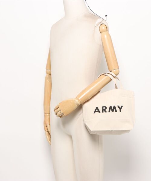 Ol' Basics(オールベーシックス)の「Ol' Basics(オール・ベーシックス) トートバッグ キャンバス ARMY ロゴ プリント 鞄 BAG アメカジ ミリタリー メンズ レディース ユニセックス Sサイズ(トートバッグ・レディース・ナチュラル・FREE)」の6枚目の写真