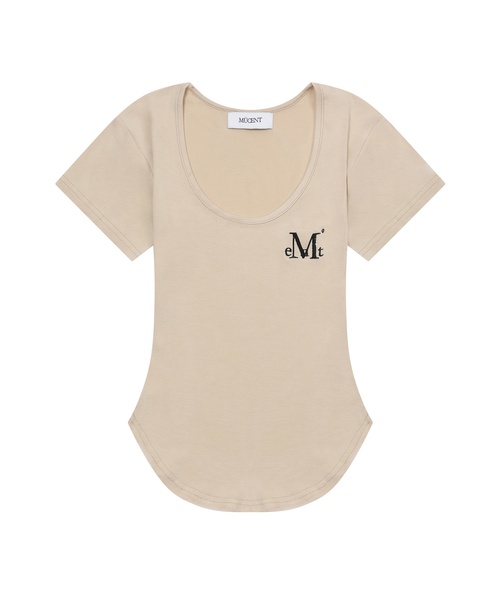 MUCENT(ムセント)の「ミューズカットユネッククロップローリング半袖ティー(5色)(Tシャツ/カットソー・レディース・チャコール/グレー/ホワイト/ベージュ/ブラック・FREE)」の5枚目の写真