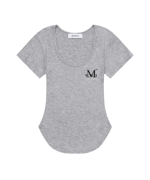 MUCENT(ムセント)の「ミューズカットユネッククロップローリング半袖ティー(5色)(Tシャツ/カットソー・レディース・チャコール/グレー/ホワイト/ベージュ/ブラック・FREE)」の3枚目の写真