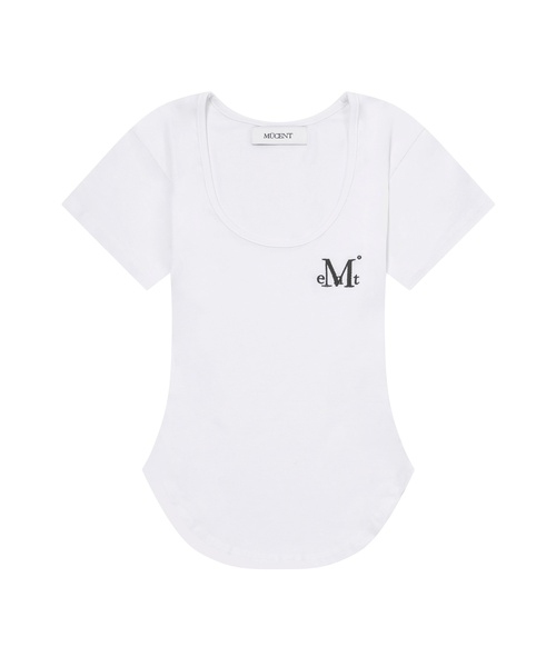 MUCENT(ムセント)の「ミューズカットユネッククロップローリング半袖ティー(5色)(Tシャツ/カットソー・レディース・チャコール/グレー/ホワイト/ベージュ/ブラック・FREE)」の2枚目の写真