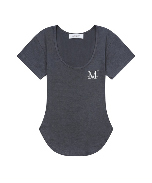 MUCENT(ムセント)の「ミューズカットユネッククロップローリング半袖ティー(5色)(Tシャツ/カットソー・レディース・チャコール/グレー/ホワイト/ベージュ/ブラック・FREE)」の4枚目の写真