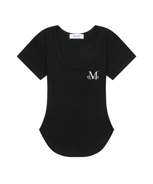 MUCENT(ムセント)の「ミューズカットユネッククロップローリング半袖ティー(5色)(Tシャツ/カットソー・レディース・チャコール/グレー/ホワイト/ベージュ/ブラック・FREE)」の1枚目の写真