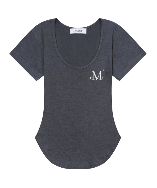 MUCENT(ムセント)の「ミューズカットユネッククロップローリング半袖ティー(5色)(Tシャツ/カットソー・レディース・チャコール/グレー/ホワイト/ベージュ/ブラック・FREE)」の13枚目の写真