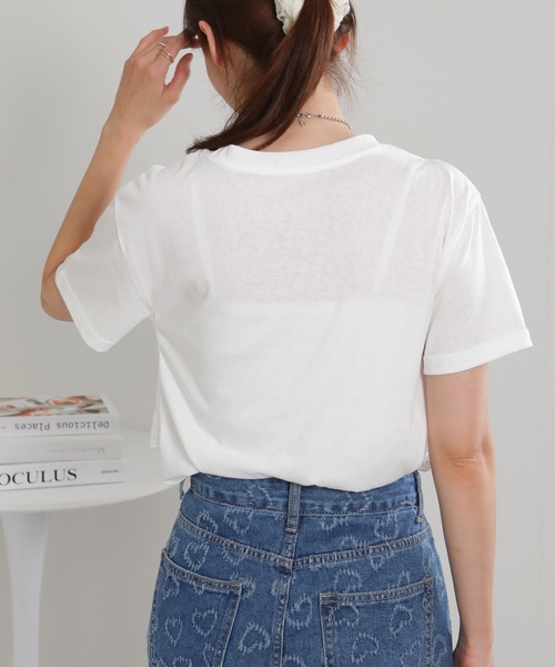 pumpkin port(パンプキンポート)の「カギ針キャミ付き半袖Tシャツ(Tシャツ/カットソー・レディース・ホワイト/ブラック・M)」の22枚目の写真