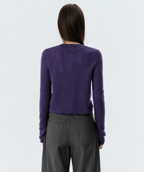 MUSINSA STANDARD WOMAN（ムシンサスタンダードウーマン）の「ウィメンズシアーテクスチャードラウンドネックカーディガン[パープル]（カーディガン/ボレロ・レディース・その他・X-SMALL/SMALL/MEDIUM/LARGE）」の3枚目の写真