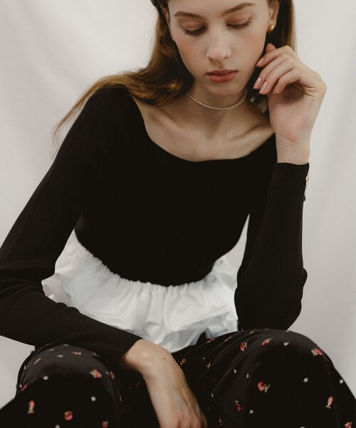 BEAMS SALON（ビームスサロン）の「BEAMS SALON / 2WAY パフィー ニット（ニット/セーター・レディース・ブラック×レッド/ブラック×ホワイト・FREE）」の13枚目の写真
