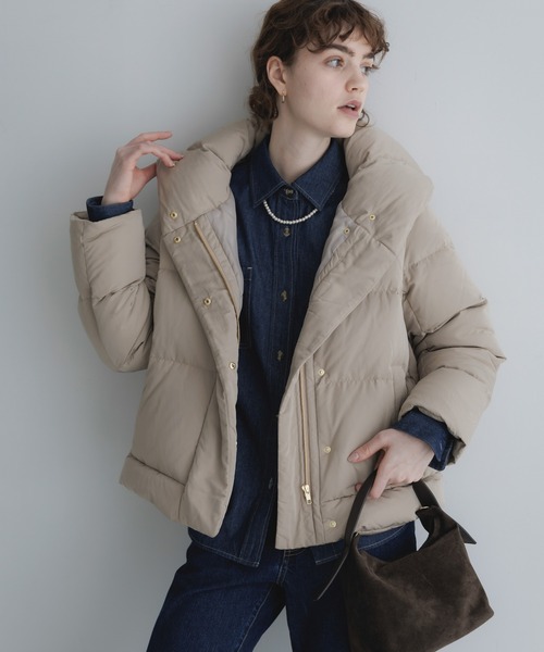 URBAN RESEARCH Sonny Label（アーバンリサーチサニーレーベル）の「撥水ショールカラーミディダウンコート（ダウンジャケット/コート・レディース・グレー系その他/ネイビー/ブラック・FREE）」の2枚目の写真