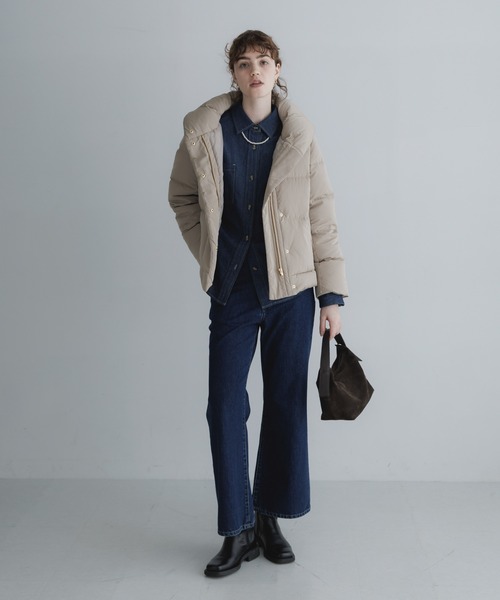 URBAN RESEARCH Sonny Label（アーバンリサーチサニーレーベル）の「撥水ショールカラーミディダウンコート（ダウンジャケット/コート・レディース・グレー系その他/ネイビー/ブラック・FREE）」の9枚目の写真