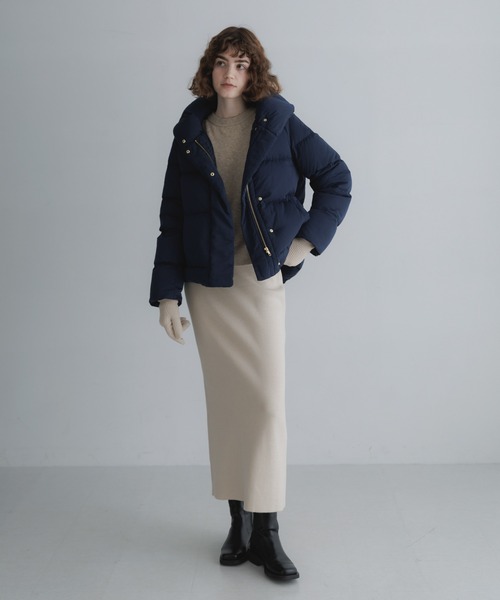 URBAN RESEARCH Sonny Label（アーバンリサーチサニーレーベル）の「撥水ショールカラーミディダウンコート（ダウンジャケット/コート・レディース・グレー系その他/ネイビー/ブラック・FREE）」の22枚目の写真