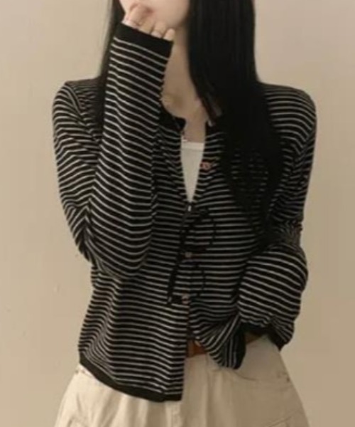 semplice(センプリチェ)の「カットソー【韓国ファッション】(Tシャツ/カットソー・レディース・ベージュ/ブラック・F)」の2枚目の写真