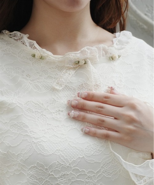axes femme(アクシーズファム)の「ローズ×リボンレースPO(Tシャツ/カットソー・レディース・クリーム/ホワイト・FREE)」の8枚目の写真