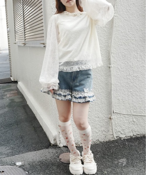 axes femme(アクシーズファム)の「ローズ×リボンレースPO(Tシャツ/カットソー・レディース・クリーム/ホワイト・FREE)」の10枚目の写真