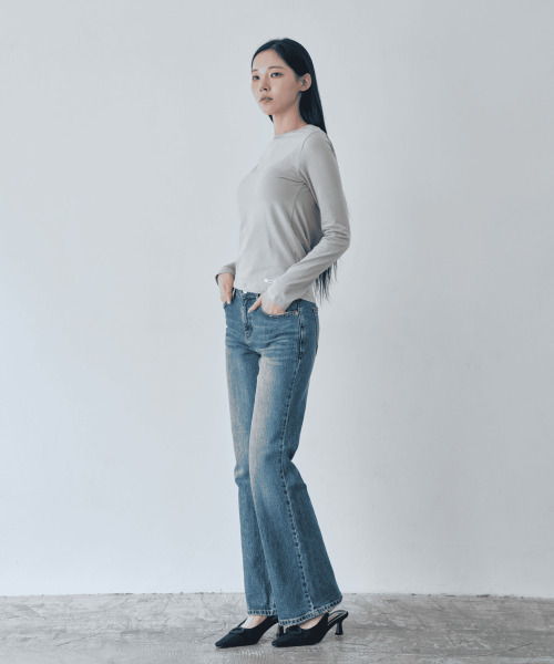 WAARFORWOMAN(ワール・フォー・ウーマン)の「W1159 オールブラッシュ ブーツカット_ミディアムブルー(デニムパンツ・レディース・その他・L-Short/SMALL/MEDIUM/LARGE/S-Short/M-Short)」の7枚目の写真