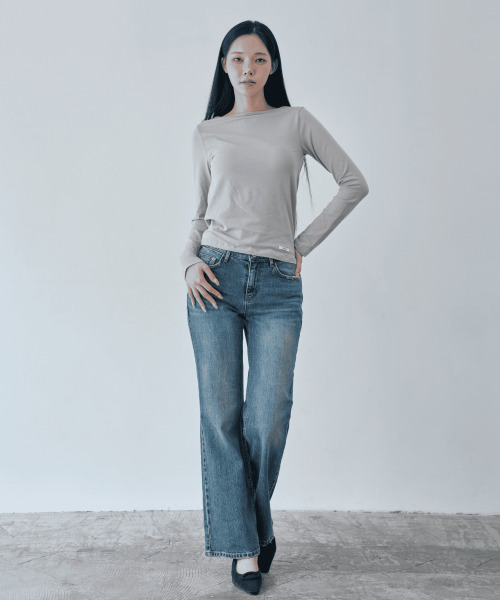 WAARFORWOMAN(ワール・フォー・ウーマン)の「W1159 オールブラッシュ ブーツカット_ミディアムブルー(デニムパンツ・レディース・その他・L-Short/SMALL/MEDIUM/LARGE/S-Short/M-Short)」の6枚目の写真