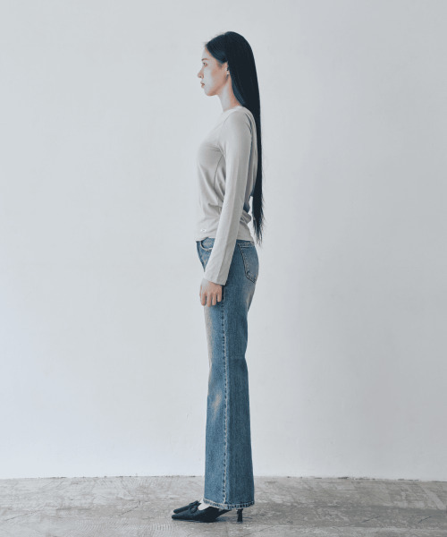 WAARFORWOMAN(ワール・フォー・ウーマン)の「W1159 オールブラッシュ ブーツカット_ミディアムブルー(デニムパンツ・レディース・その他・L-Short/SMALL/MEDIUM/LARGE/S-Short/M-Short)」の5枚目の写真