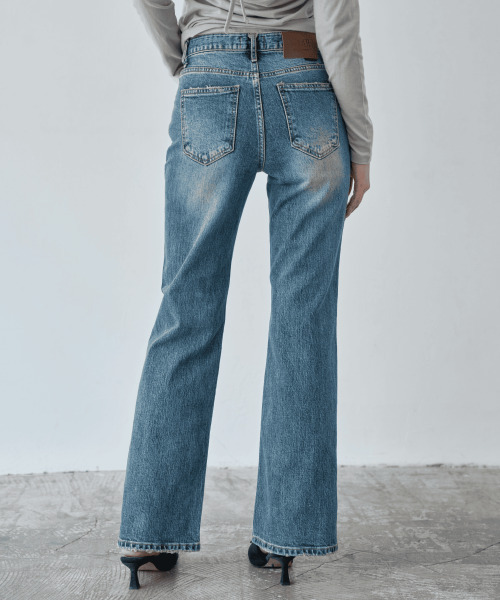 WAARFORWOMAN(ワール・フォー・ウーマン)の「W1159 オールブラッシュ ブーツカット_ミディアムブルー(デニムパンツ・レディース・その他・L-Short/SMALL/MEDIUM/LARGE/S-Short/M-Short)」の2枚目の写真