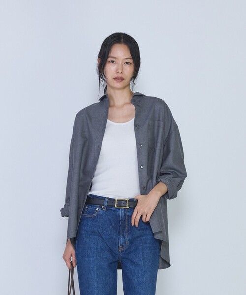 1er Arrondissement(プルミエアロンディスモン)の「ミックスウールシャツ(シャツ/ブラウス・レディース・ネイビー/グレー・38/36)」の2枚目の写真