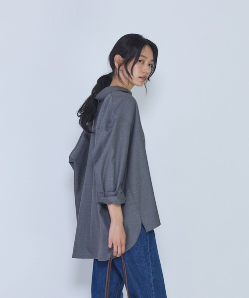 1er Arrondissement(プルミエアロンディスモン)の「ミックスウールシャツ(シャツ/ブラウス・レディース・ネイビー/グレー・38/36)」の3枚目の写真