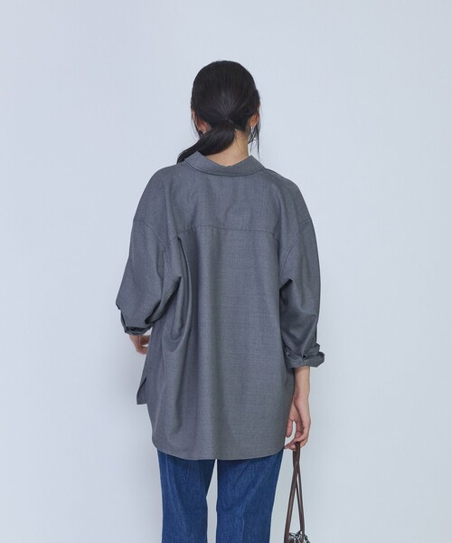 1er Arrondissement(プルミエアロンディスモン)の「ミックスウールシャツ(シャツ/ブラウス・レディース・ネイビー/グレー・38/36)」の4枚目の写真