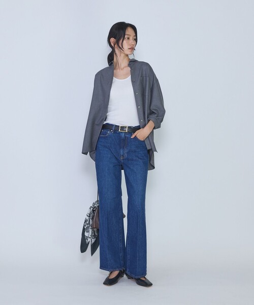 1er Arrondissement(プルミエアロンディスモン)の「ミックスウールシャツ(シャツ/ブラウス・レディース・ネイビー/グレー・38/36)」の5枚目の写真