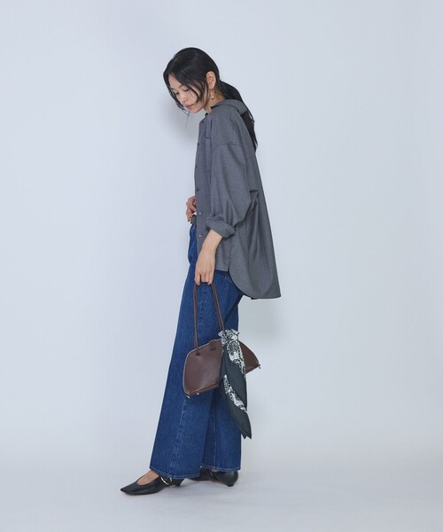 1er Arrondissement(プルミエアロンディスモン)の「ミックスウールシャツ(シャツ/ブラウス・レディース・ネイビー/グレー・38/36)」の8枚目の写真