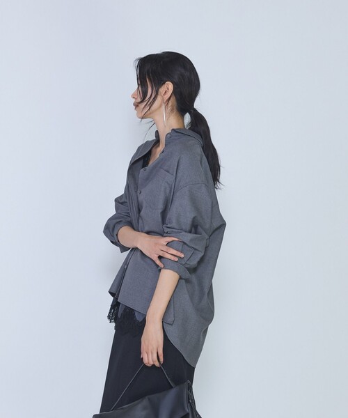 1er Arrondissement(プルミエアロンディスモン)の「ミックスウールシャツ(シャツ/ブラウス・レディース・ネイビー/グレー・38/36)」の10枚目の写真