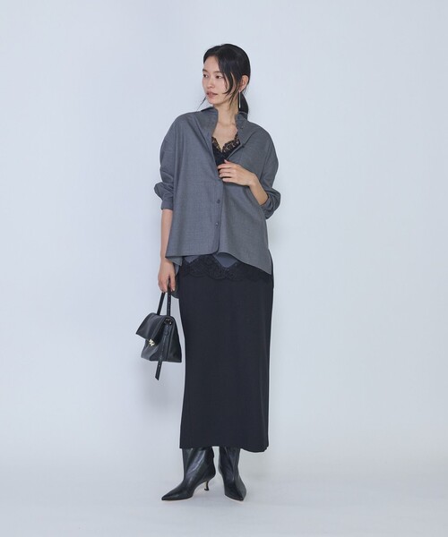 1er Arrondissement(プルミエアロンディスモン)の「ミックスウールシャツ(シャツ/ブラウス・レディース・ネイビー/グレー・38/36)」の12枚目の写真