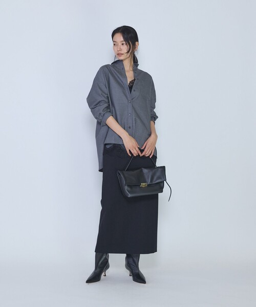 1er Arrondissement(プルミエアロンディスモン)の「ミックスウールシャツ(シャツ/ブラウス・レディース・ネイビー/グレー・38/36)」の13枚目の写真