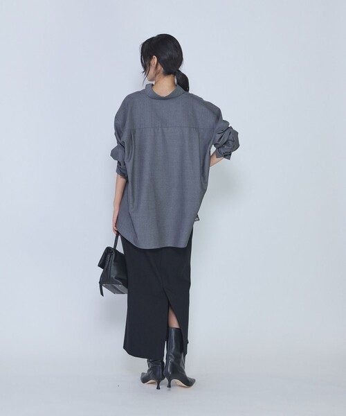 1er Arrondissement(プルミエアロンディスモン)の「ミックスウールシャツ(シャツ/ブラウス・レディース・ネイビー/グレー・38/36)」の15枚目の写真