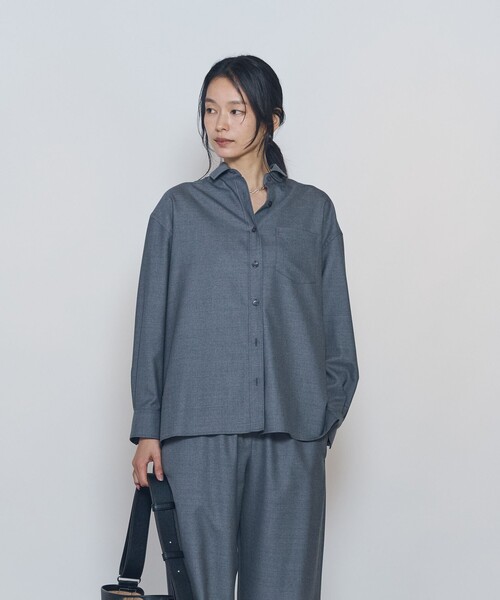 1er Arrondissement(プルミエアロンディスモン)の「ミックスウールシャツ(シャツ/ブラウス・レディース・ネイビー/グレー・38/36)」の16枚目の写真