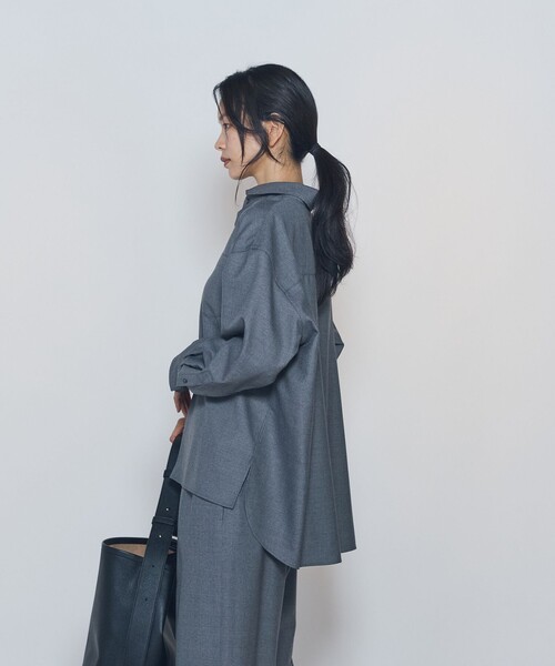 1er Arrondissement(プルミエアロンディスモン)の「ミックスウールシャツ(シャツ/ブラウス・レディース・ネイビー/グレー・38/36)」の17枚目の写真