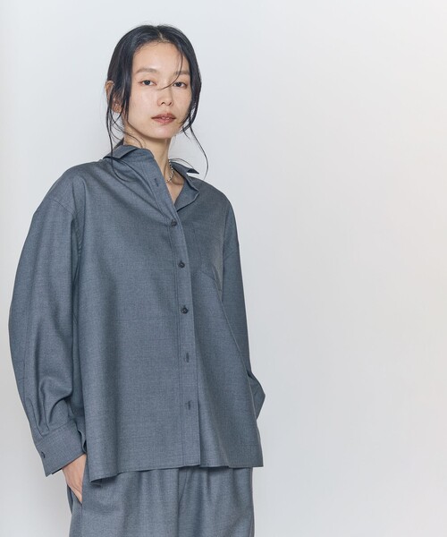 1er Arrondissement(プルミエアロンディスモン)の「ミックスウールシャツ(シャツ/ブラウス・レディース・ネイビー/グレー・38/36)」の18枚目の写真
