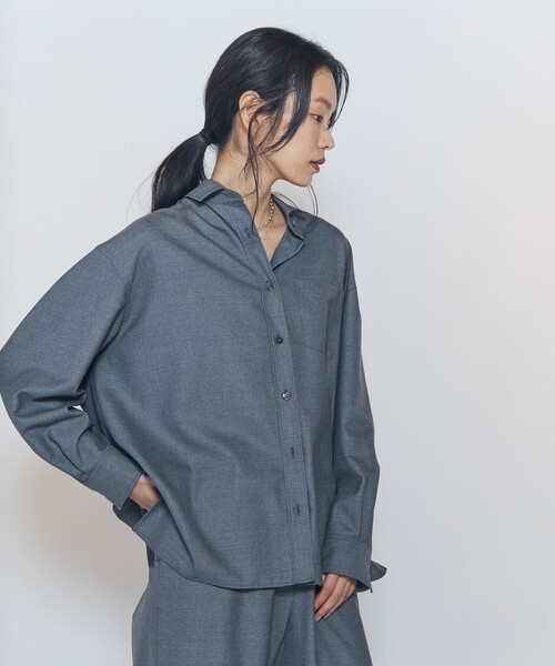 1er Arrondissement(プルミエアロンディスモン)の「ミックスウールシャツ(シャツ/ブラウス・レディース・ネイビー/グレー・38/36)」の19枚目の写真
