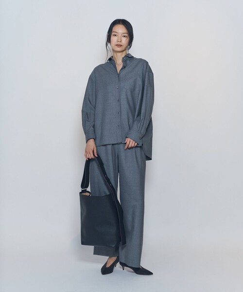 1er Arrondissement(プルミエアロンディスモン)の「ミックスウールシャツ(シャツ/ブラウス・レディース・ネイビー/グレー・38/36)」の21枚目の写真