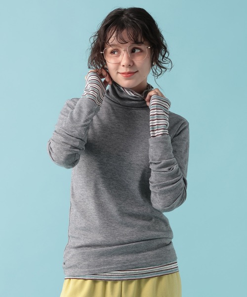GEORGE'S(ジョージズ)の「【MULTI PALETTE】タートルインナー(Tシャツ/カットソー・レディース・レッド/グレー系その他/ピンク/ブラック/ミント/オフホワイト/オレンジ/ブルー/イエロー/グレー/ブラウン・FREE)」の3枚目の写真