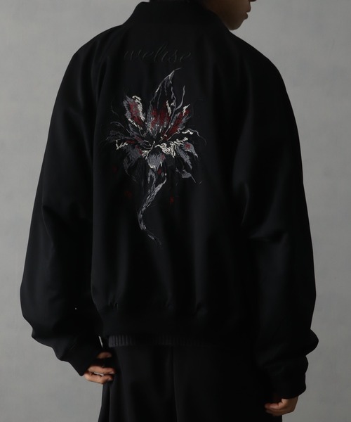 welise(ウェライズ)の「【welise/ウェライズ】-2026AW- 420gグレイスフルTR ”Icon Flower Embroidery" ショート丈スカジャン(スカジャン・メンズ・ブラック×ブルー/ブラック×レッド・S/M/L)」の8枚目の写真