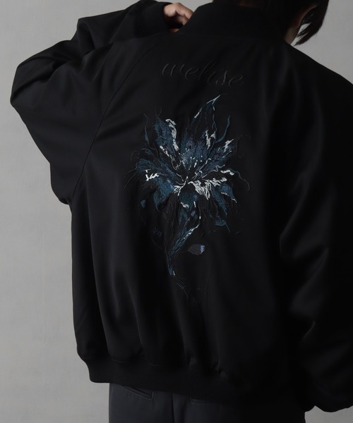 welise(ウェライズ)の「【welise/ウェライズ】-2026AW- 420gグレイスフルTR ”Icon Flower Embroidery" ショート丈スカジャン(スカジャン・メンズ・ブラック×ブルー/ブラック×レッド・S/M/L)」の17枚目の写真