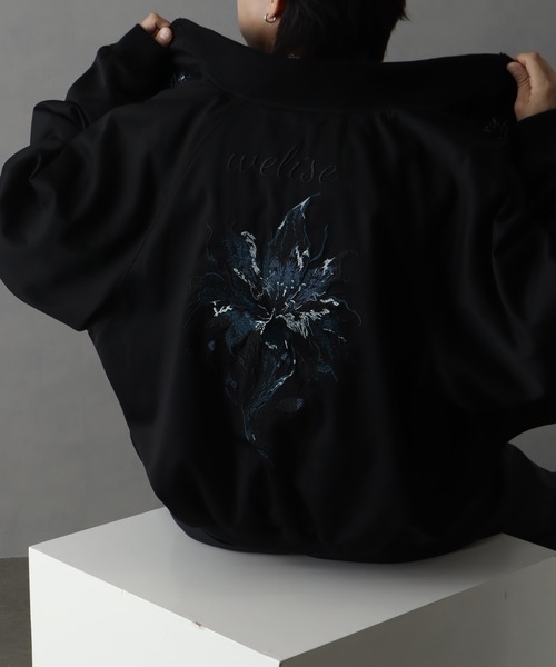 welise(ウェライズ)の「【welise/ウェライズ】-2026AW- 420gグレイスフルTR ”Icon Flower Embroidery" ショート丈スカジャン(スカジャン・メンズ・ブラック×ブルー/ブラック×レッド・S/M/L)」の22枚目の写真