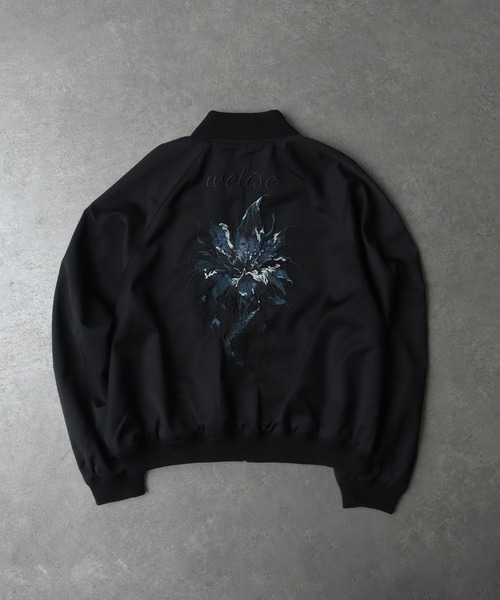 welise(ウェライズ)の「【welise/ウェライズ】-2026AW- 420gグレイスフルTR ”Icon Flower Embroidery" ショート丈スカジャン(スカジャン・メンズ・ブラック×ブルー/ブラック×レッド・S/M/L)」の6枚目の写真