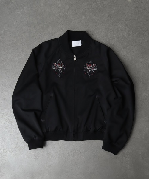 welise(ウェライズ)の「【welise/ウェライズ】-2026AW- 420gグレイスフルTR ”Icon Flower Embroidery" ショート丈スカジャン(スカジャン・メンズ・ブラック×ブルー/ブラック×レッド・S/M/L)」の3枚目の写真