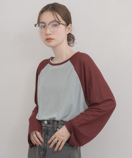 RETRO GIRL（レトロガール）の「2wayラグランロンTシャツ（Tシャツ/カットソー・レディース・ナチュラル/ライトグレー/ブルー・FREE）」の13枚目の写真