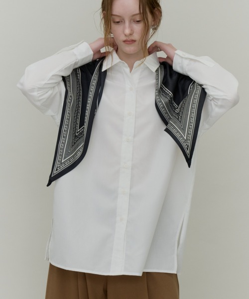 Plumel(プルメル)の「Basic Regular Collar Loose Shirt / ベーシックレギュラーカラーシャツ(シャツ/ブラウス・レディース・オフホワイト/チャコールグレー/ブラウン・MEDIUM)」の12枚目の写真