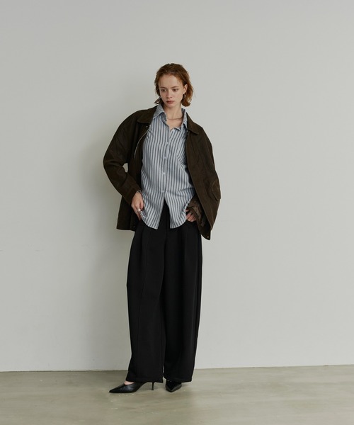 uchi.（ウチ）の「タックデザインカーブワイドスウェットパンツ（スウェットパンツ・レディース・ブラック/グレー・LARGE/MEDIUM/SMALL）」の10枚目の写真
