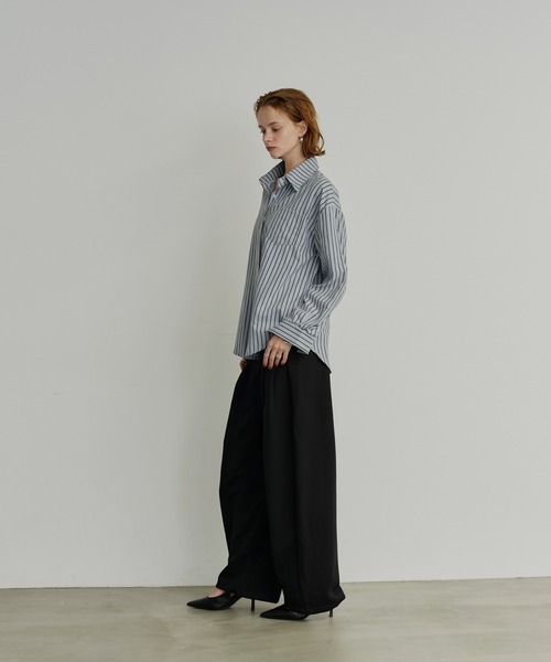 uchi.（ウチ）の「タックデザインカーブワイドスウェットパンツ（スウェットパンツ・レディース・ブラック/グレー・LARGE/MEDIUM/SMALL）」の12枚目の写真