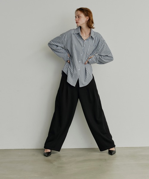 uchi.（ウチ）の「タックデザインカーブワイドスウェットパンツ（スウェットパンツ・レディース・ブラック/グレー・LARGE/MEDIUM/SMALL）」の17枚目の写真