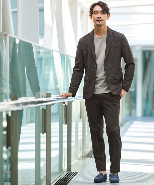 WEB限定】JUST fit ミニチェック ナロー セットアップ ジャケット