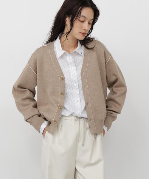 human woman(ヒューマンウーマン)の「◆UNDYEDコラボダブルフェイスニットソーカーディガン(Tシャツ/カットソー・レディース・グレー/ベージュ・MEDIUM)」の14枚目の写真
