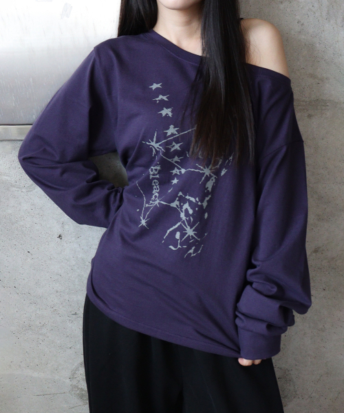 DEFYCLUBROBBERS(ディファイクラブロバース)の「BLEACH ボートネック ワンショルダー ロングスリーブ パープル(Tシャツ/カットソー・レディース・その他・FREE)」の4枚目の写真