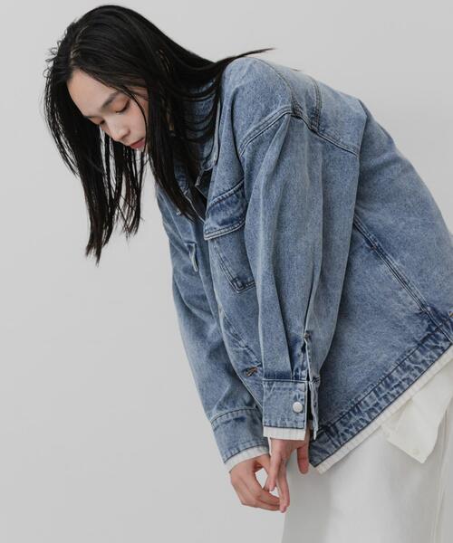 SENSE OF PLACE by URBAN RESEARCH（センスオブプレイスバイアーバンリサーチ）の「ルーズフィットデニムジャケット（デニムジャケット・レディース・ワンウォッシュ/インディゴブルー・ONE）」の6枚目の写真